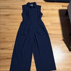 Athleta Navy Sleeveless Collared Wide-Leg Jumpsuit